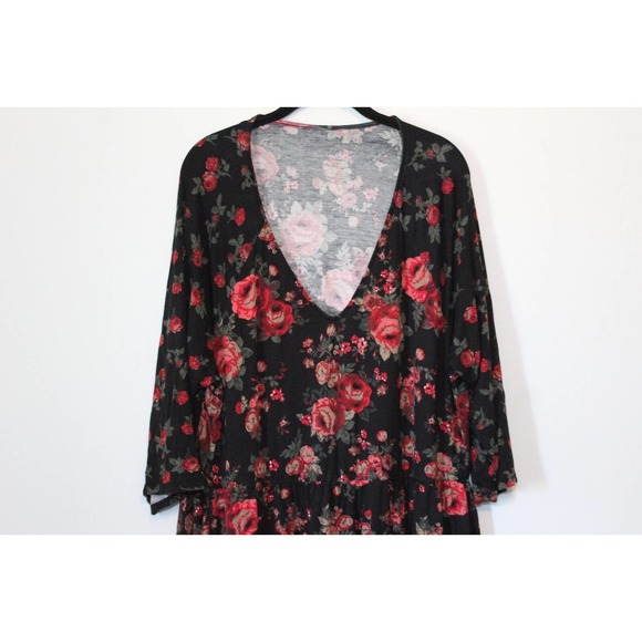 Torrid Floral Mini Super Soft Skater Dress Black Red Plus Size 4 4X H14738 - Picture 4 of 13